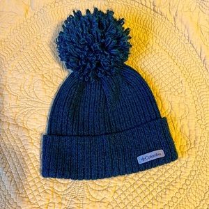 Columbia Knit Beanie with PomPom Warm Winter Ski Cap; Blue/Teal